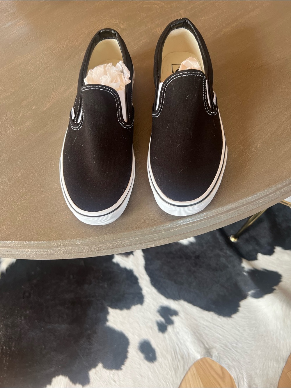 Vans Black Slip-On Canvas Sneakers with White Sole